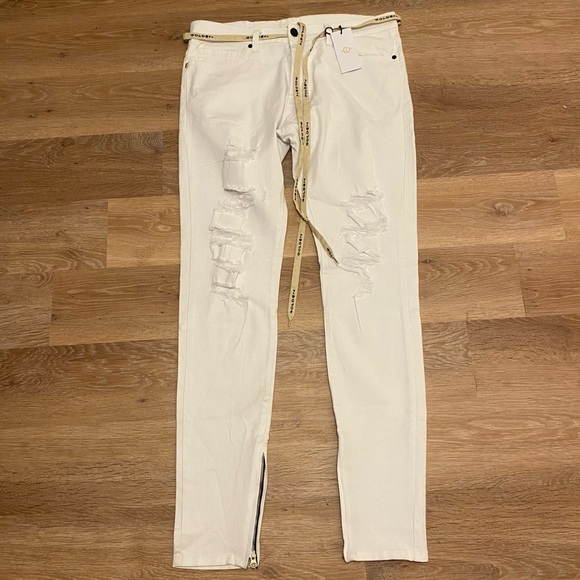 NWT Golden Denim Jeans White Ripped Distressed Jeans 34x34 | Grunge Punk USA - Picture 1 of 9